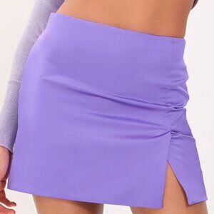 Chloe Colette Jenny Satin Mini Skirt Purple XS High Waist Party Clubwear